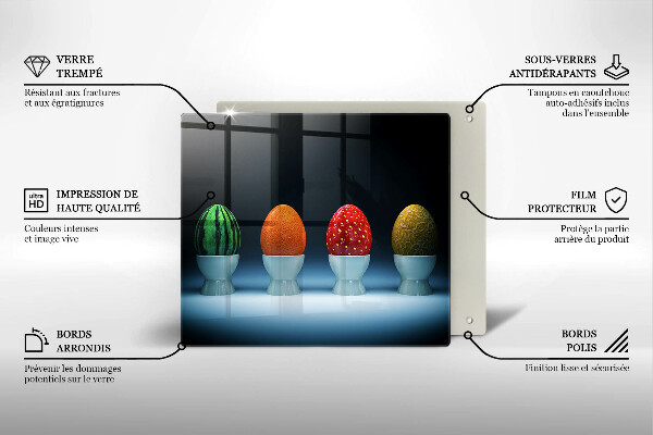 Üveg vágódeszka Absztrakt gyümölcs tojás