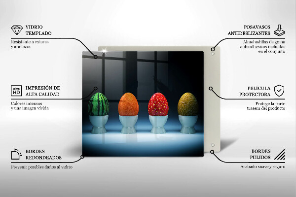 Üveg vágódeszka Absztrakt gyümölcs tojás