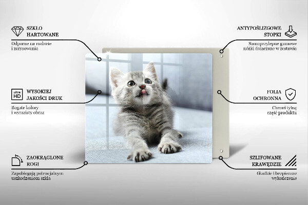 Üveg vágódeszka Aranyos kis cica