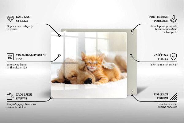 Üveg vágódeszka Állatok kutya és macska