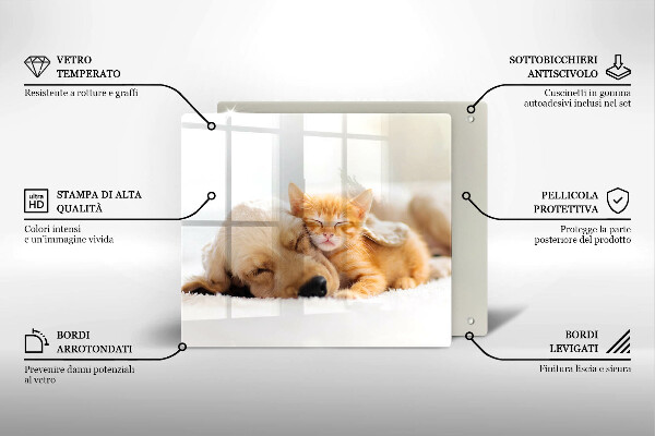 Üveg vágódeszka Állatok kutya és macska