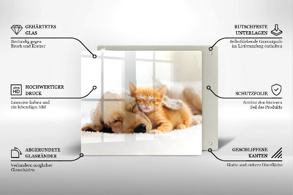 Üveg vágódeszka Állatok kutya és macska