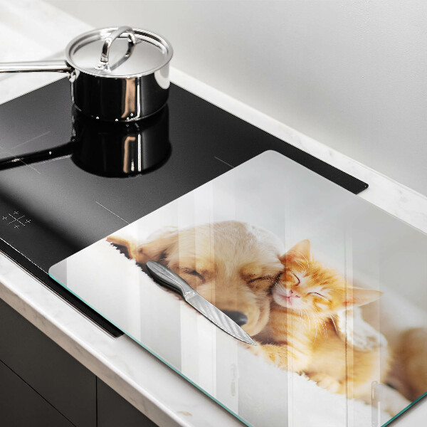 Üveg vágódeszka Állatok kutya és macska