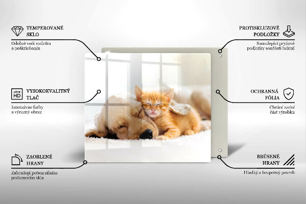 Üveg vágódeszka Állatok kutya és macska