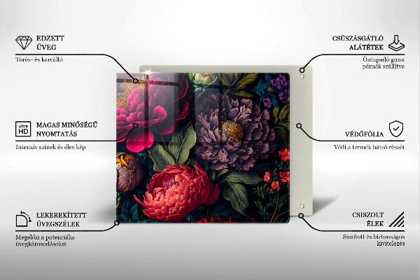 Üveg vágódeszka Gyönyörű virágok
