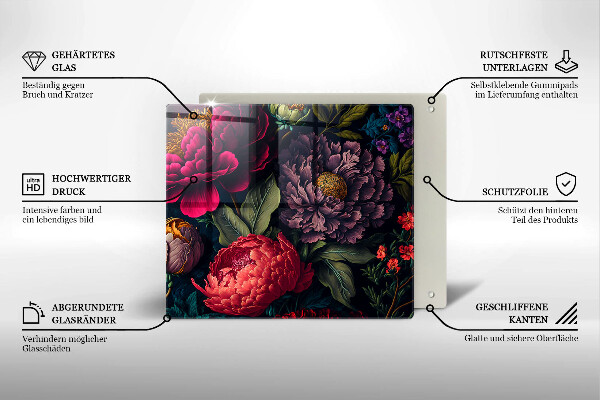 Üveg vágódeszka Gyönyörű virágok