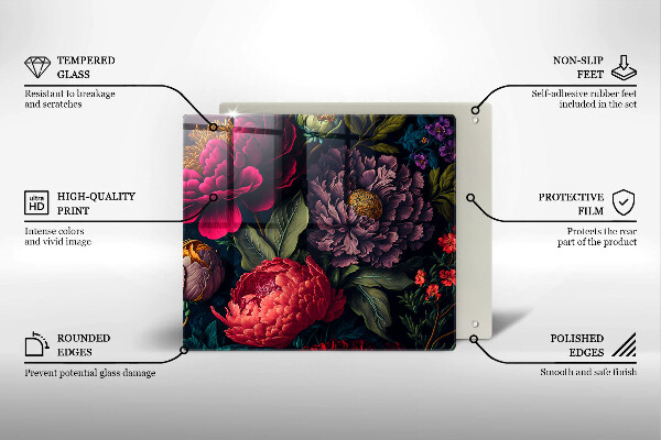 Üveg vágódeszka Gyönyörű virágok