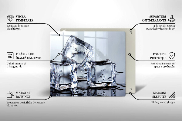 Üveg vágódeszka Jégkockák