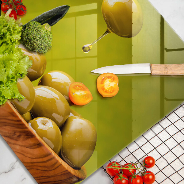 Üveg vágódeszka Ízletes olajbogyó