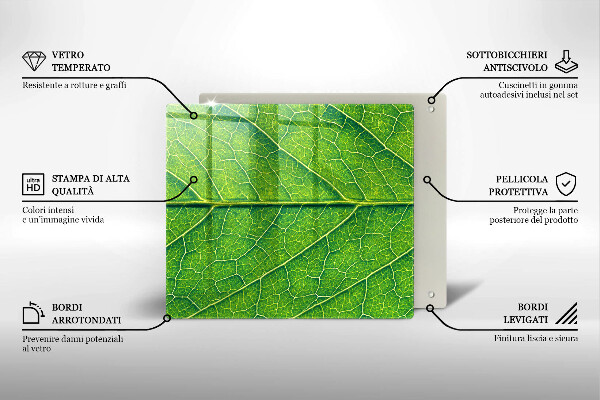 Üveg vágódeszka Természetes levélerek