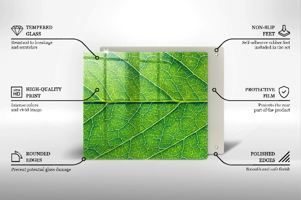 Üveg vágódeszka Természetes levélerek