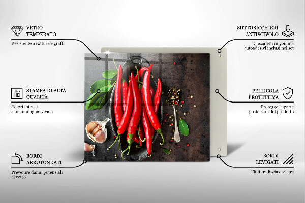 Üveg vágódeszka Piros chili paprika