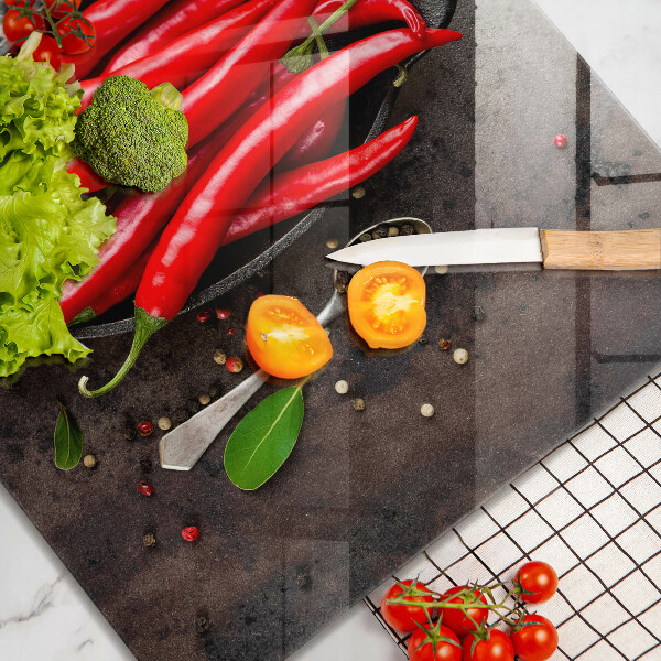 Üveg vágódeszka Piros chili paprika