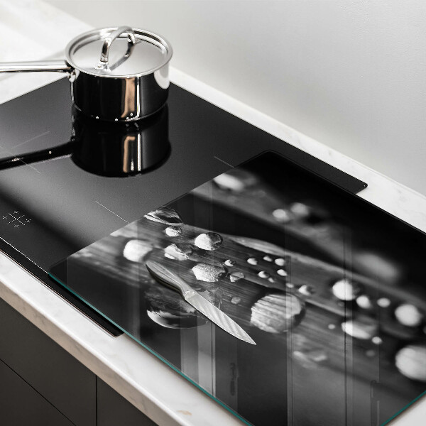 Üveg vágódeszka Harmatcseppek a leveleken