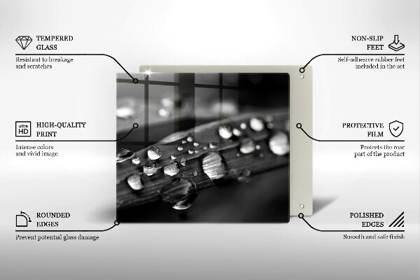 Üveg vágódeszka Harmatcseppek a leveleken