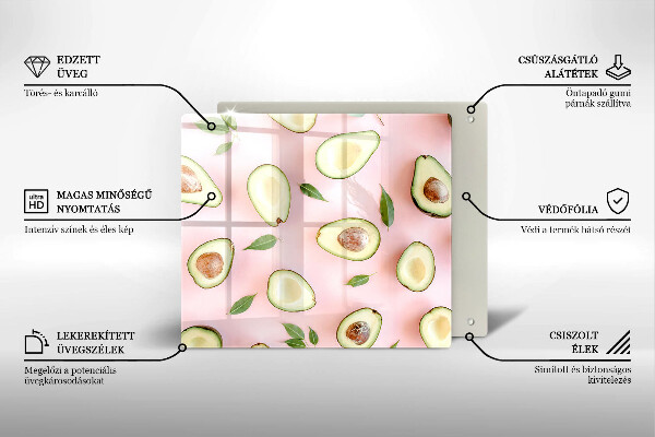 Üveg vágódeszka Avokádó minta