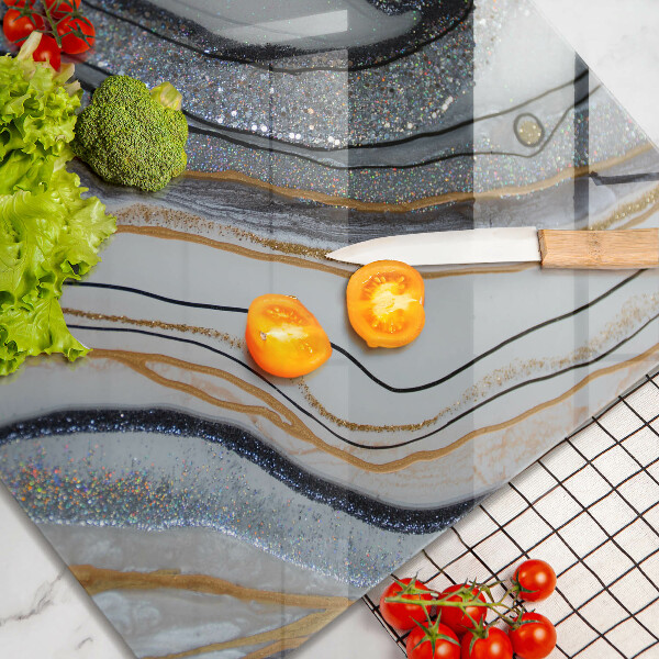 Üveg vágódeszka szikla arannyal