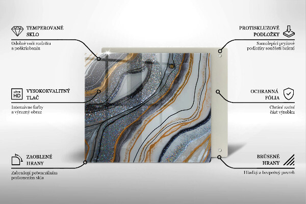 Üveg vágódeszka szikla arannyal