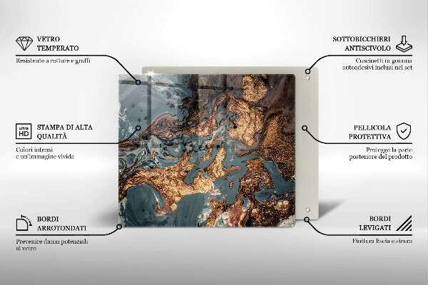 Üveg vágódeszka Arany sziklaszerkezet