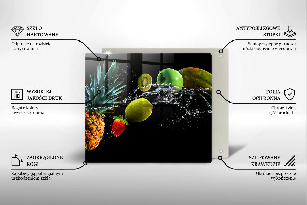 Üveg vágódeszka Gyümölcsök vízben