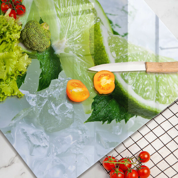 Üveg vágódeszka Lime menta és jég