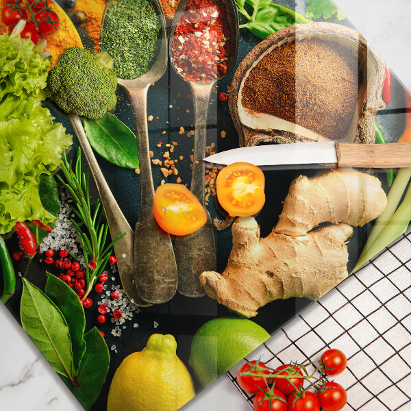 Üveg vágódeszka Konyhai fűszerek kanál