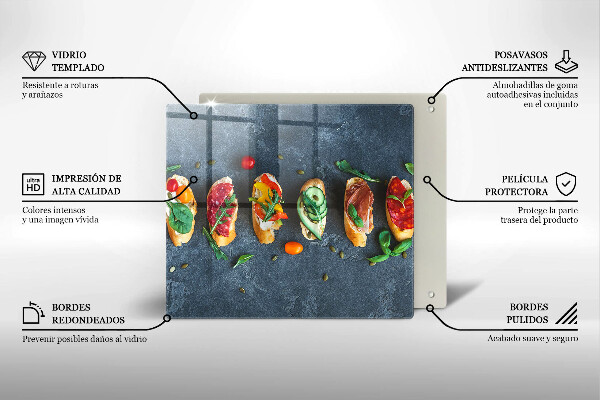 Üveg vágódeszka Színes szendvicsek