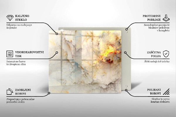 Üveg vágódeszka Márvány textúra arannyal