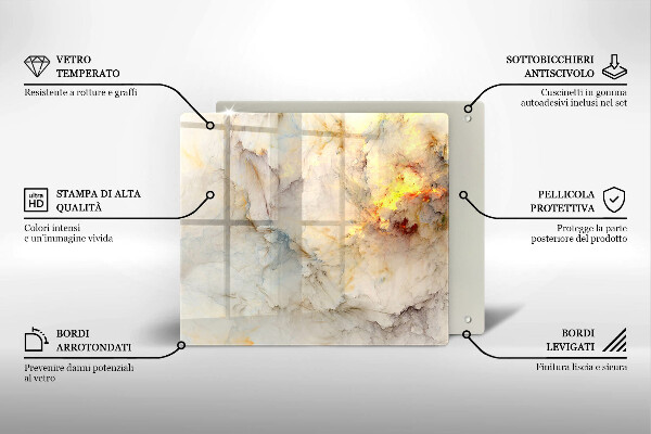 Üveg vágódeszka Márvány textúra arannyal