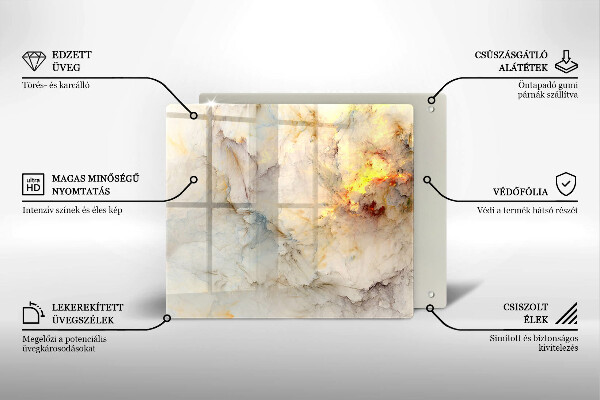 Üveg vágódeszka Márvány textúra arannyal