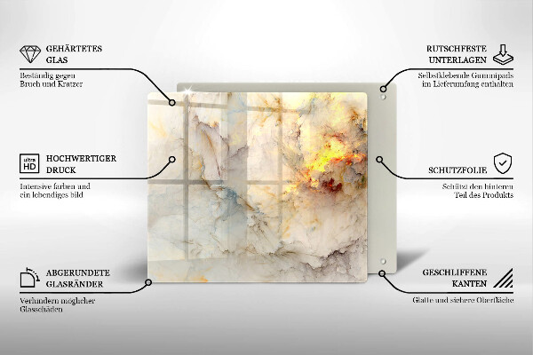 Üveg vágódeszka Márvány textúra arannyal