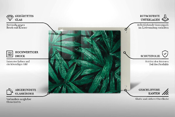 Üveg vágódeszka Növények levelei