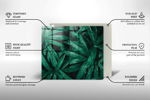 Üveg vágódeszka Növények levelei