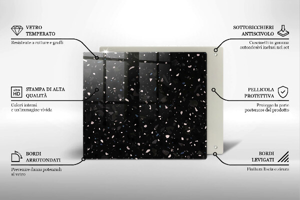 Üveg vágódeszka Sötét kőedény