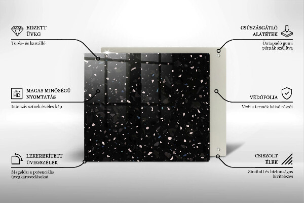 Üveg vágódeszka Sötét kőedény