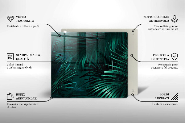 Üveg vágódeszka Vad dzsungel levelei