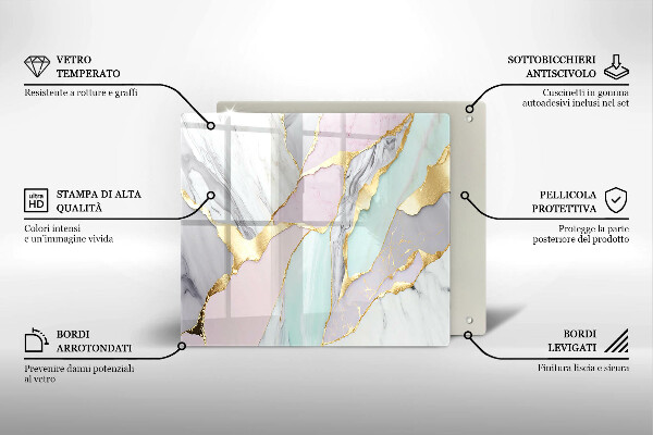 Üveg vágódeszka Pasztell márvány