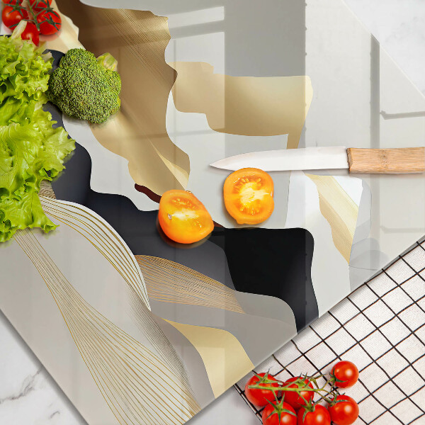 Üveg vágódeszka Absztrakt arany hegyek