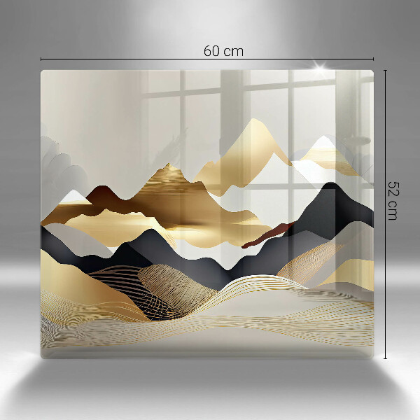 Üveg vágódeszka Absztrakt arany hegyek