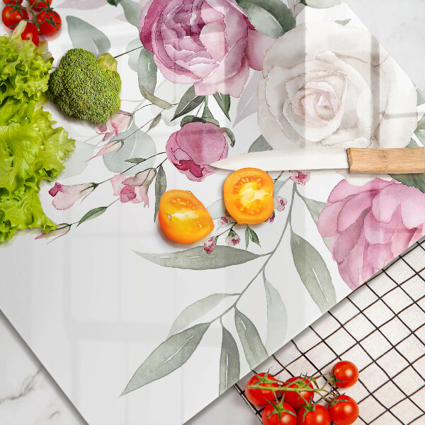 Üveg vágódeszka Akvarell rózsák