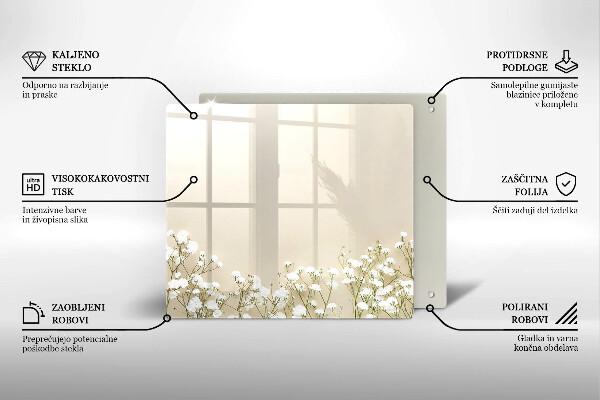 Üveg vágódeszka Gipsz boho virágok