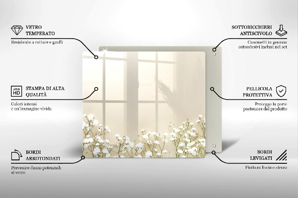 Üveg vágódeszka Gipsz boho virágok