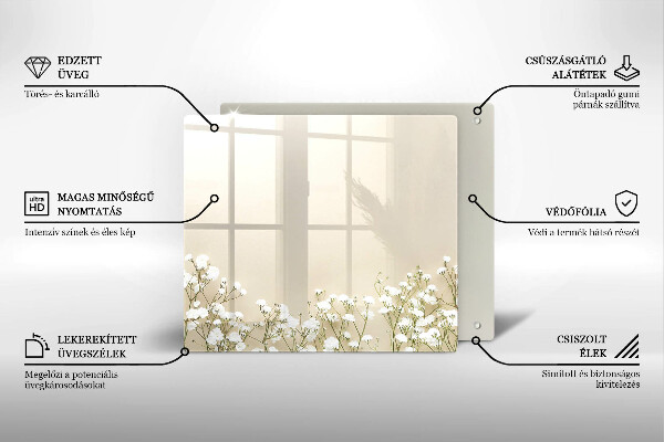 Üveg vágódeszka Gipsz boho virágok