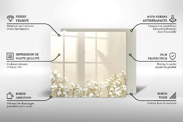 Üveg vágódeszka Gipsz boho virágok