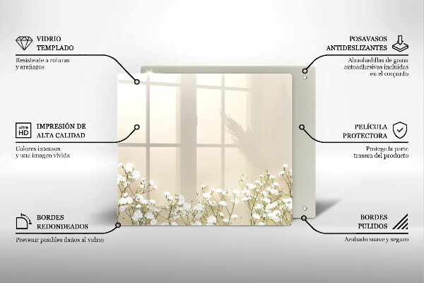 Üveg vágódeszka Gipsz boho virágok