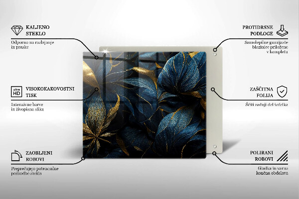 Üveg vágódeszka Dekoratív levelek arannyal