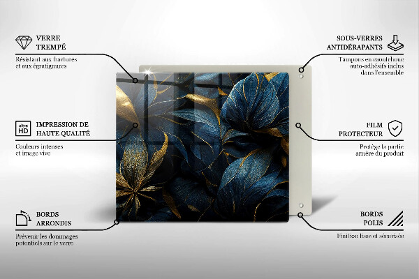 Üveg vágódeszka Dekoratív levelek arannyal