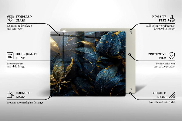 Üveg vágódeszka Dekoratív levelek arannyal