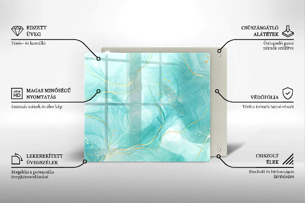 Üveg vágódeszka Kék és arany absztrakció