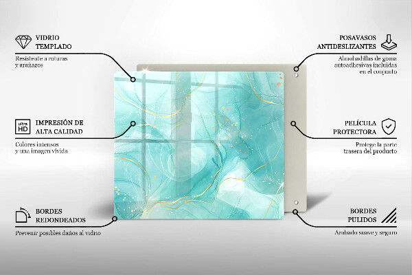 Üveg vágódeszka Kék és arany absztrakció